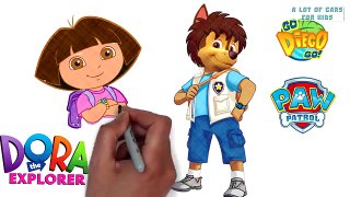 Go, Diego, Go! & Dora the Explorer as PAW Patrol | Fun coloring Pages