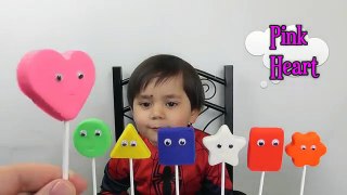 Baby Learn Colors & Shapes TOP Star Square & Heart Shape Learning Videos w Play Doh Lollip