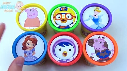 Cups Stacking Toys Play Doh Pororo Elsa Princess Disney Colors for Kids