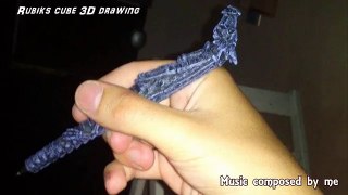 Drawing 3D rubiks Cube Time Lapse