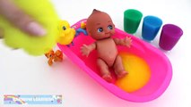 Baby Doll Bathtime Learn Colors Clay Slime Colours Surprise Toys RainbowLearning