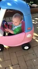 8 month old son falls through his toy car as he reverses