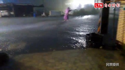 傍晚時雨量飆破100毫米 嘉縣朴子、東石一帶淹水