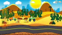 The orange Racing Car with Cars & Trucks. Racing Kids Cartoons