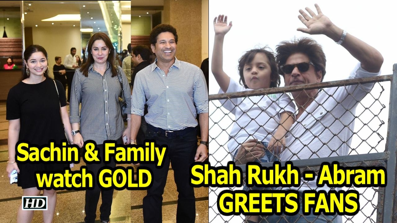 Sachin & Family watch GOLD | Shah Rukh - Abram GREETS their FANS
