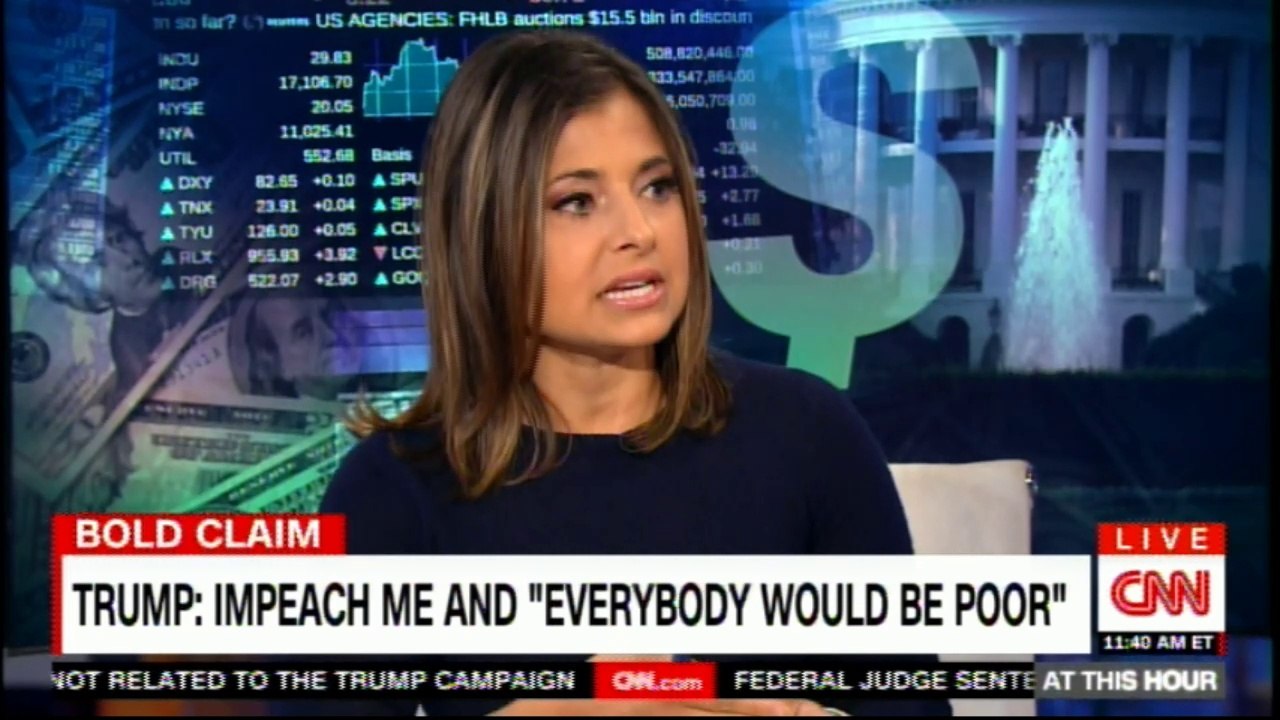 Cristina Alesci speaking on Donald Trump: Impeach me and "EVERYBODY WOULD BE POOR". #DonaldTrump #ImpeachTrump #News #BreakingNews @CristinaAlesci