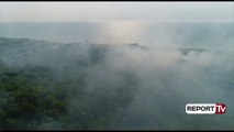 Report TV - Pamje me dron nga zjarri në pyllin e Semanit