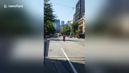 'He was like a zombie': Man intentionally blocks ambulance, pounds fist on hood