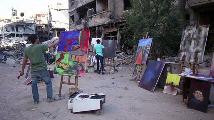 Pintar entre las ruinas de la guerra en Siria
