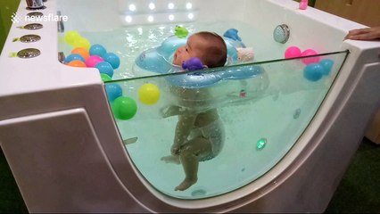 Adorable baby relaxing at spa is the cutest thing ever