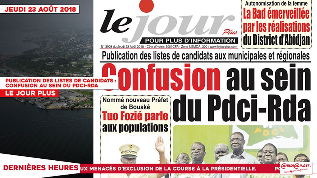 Le Titrologue du 23 Août 2018 : Publication des listes de candidats aux municipales et régionales, Confusion au sein du PDCI-RDA
