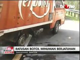 Mobil Pengangkut Minuman Terbalik di Jalan Tol Tangerang-Merak