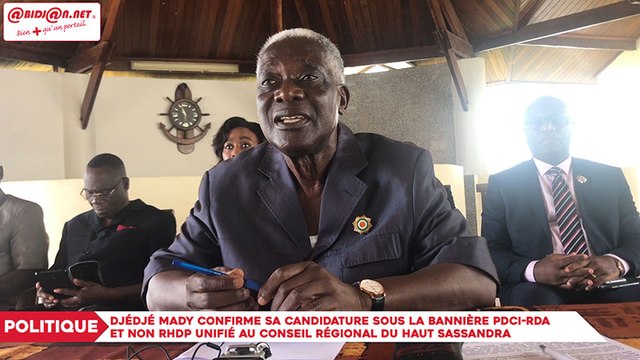 Djédjé Mady confirme sa candidature sous la bannière PDCI-RDA et non RHDP Unifié au Conseil Régional du Haut Sassandra
