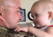 Baby Overjoyed at the Sight of Father Returning Home From Training