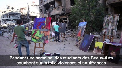 La peinture pour exorciser la guerre dans le camp de Yarmouk