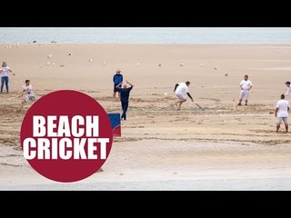 Holidaymakers play first ever cricket match on Cornwall sandbar during low tide