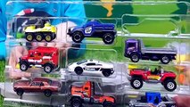 Toy Trucks. Big garage of Matchbox. Fire, police and there are a lot of other machines. Pl