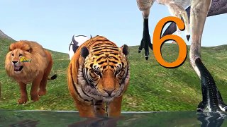 Learning Animals Number & 3D King Dinosaur Save Cheetah From Crocodile Cartoon Animation S