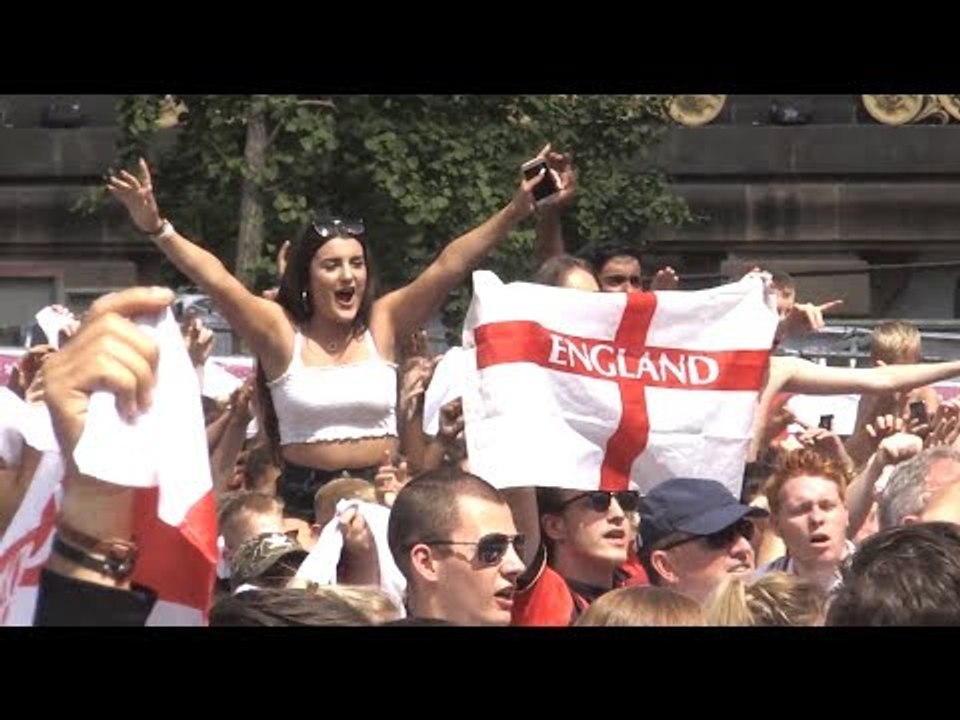 England Fans Gather In Leeds City Centre Ahead Of Clash Against Sweden - Russia 2018 World Cup