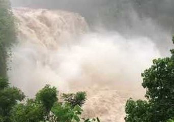 Water Gushes From Rainbow Falls as Hurricane Lane Approaches Hawaii