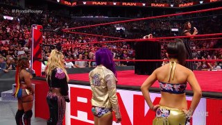 Ronda Rousey locks Stephanie McMahon in an Armbar during title presentation_ Raw,