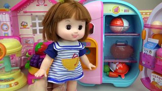 Fruit juice maker and baby doll kitchen food toys play