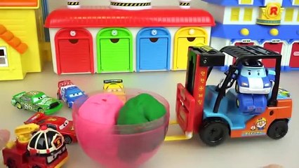 Poli cars heavy car toys play with Play doh surpise eggs