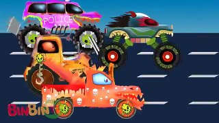Big Truck Kids | Backhoe Loader Tow Truck Police Car Haunted House Scary Monster Truck Chi