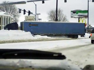 Semi stuck on snow berm at Broadway & Sullivan road Spokane Washington Dec 2008