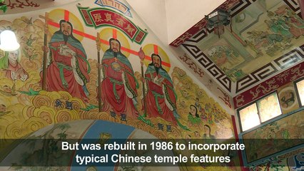 Trading bread for steamed bun in temple-like church in Taiwan