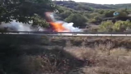 Kaza Yapan Tır Alev Aldı