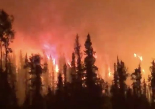 Forest Worker Drives Through Lake Shovel Fire in British Columbia
