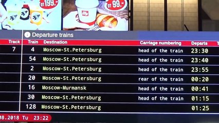 (17)ロシア最上位の列車 寝台特急「赤い矢」号に乗車【東京～ロンドン鉄道の旅第１２日】レニングラード駅（モスクワ）→モスクワ駅（サンクトペテルブルク） 8/14-03