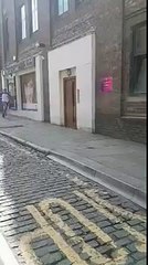 Bin hurdles in the street