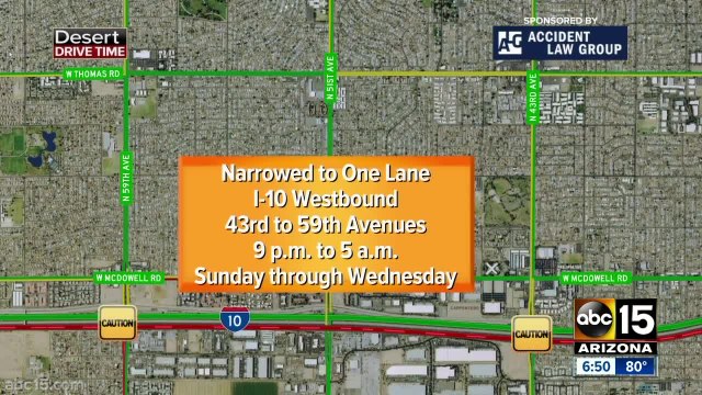 Weekend freeway closures across Valley