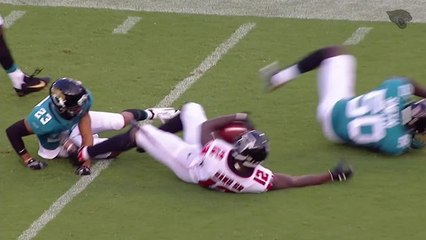 Sanu comes back to meet Ryan's pass for 20 yards