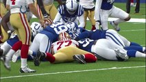 Mullens trips at snap, fumbles ball in the red zone