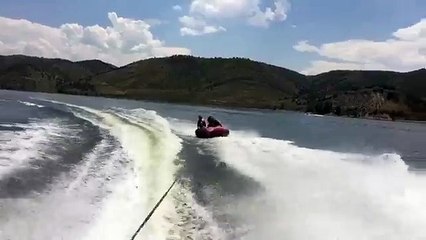 Boat toeing a donut ends badly