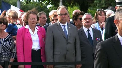 Libération d'Auxerre : le secrétaire d'État J-B Lemoine au monument aux morts