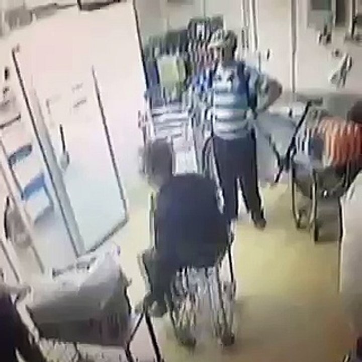 CCTV footage of lad falling off trolley at work