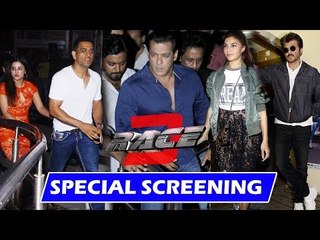 रेस 3 मूवी की हुई Grand स्क्रीनिंग | Salman Khan, M.S Dhoni, Jacqueline