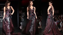 Lakme Fashion Week: Neha Sharma walks the ramp in beautiful Cocktail Gown; Watch Video | FilmiBeat