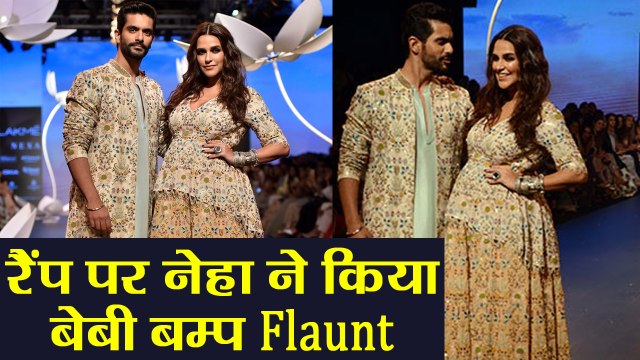 Neha Dhupia walk the ramp with Angad Bedi; FLAUNTS her Baby Bump; Watch Video| Boldsky