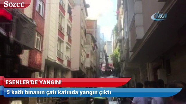 Esenler’de 5 katlı binanın çatı katında yangın