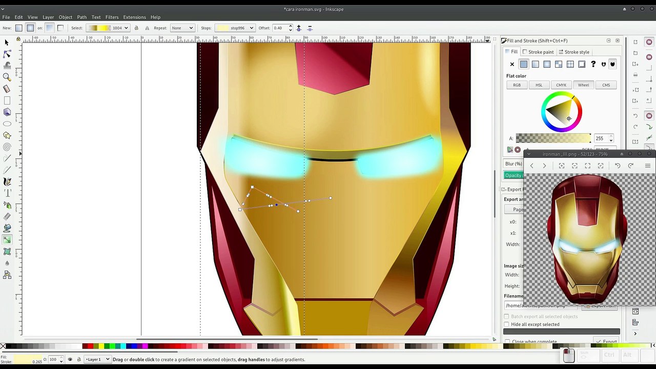 Inkscape: Máscara de Ironman 10