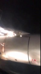 Un réacteur d'un avion en feu en plein vol !