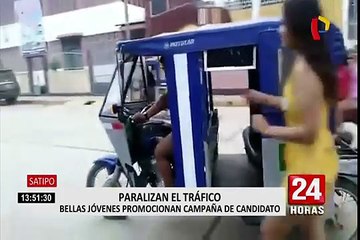 Satipo: jóvenes con diminutas prendas promocionan campaña de candidato