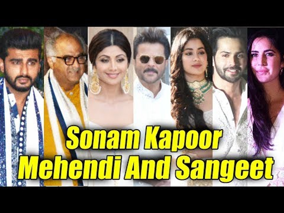 बॉलीवुड के सितारे पहुंचे सोनम कपूर की संगीत रसम पर | कटरीना, रानी, शिल्पा, वरुण, कारन, अर्जुन