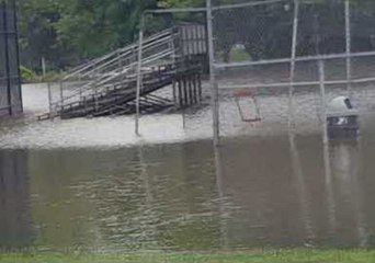 Flooding Nearly Submerges Park in Saukville, Wisconsin