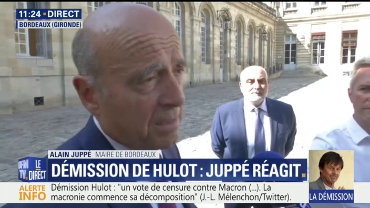Alain Juppé assure qu'il n'a "aucune ambition gouvernementale" après la démission de Nicolas Hulot
